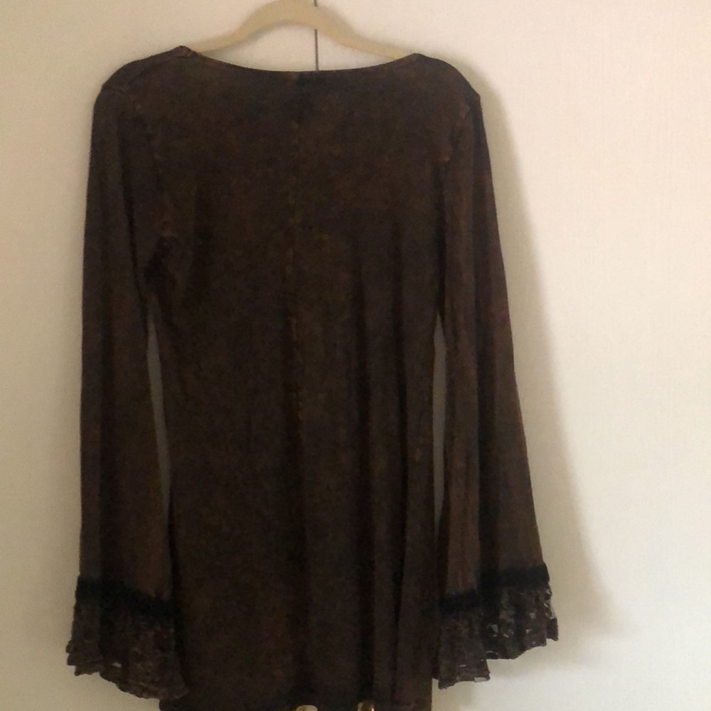 Woman’s rare Y2k boho witchy bell Sleeves Elegant Brown Women's Top - Picture 8 of 10